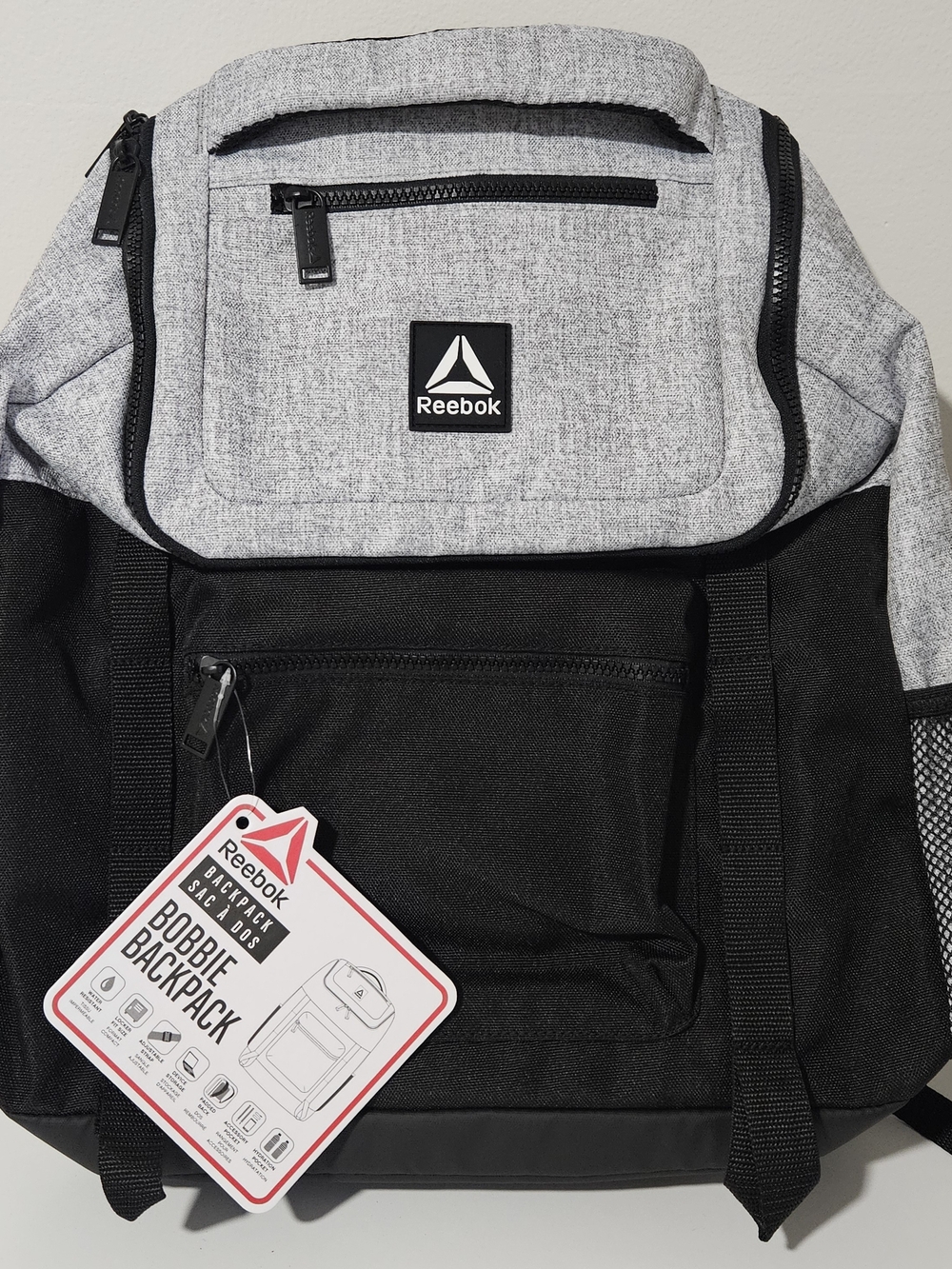 NWT Reebok Travel Bobbie Top Loader 28" Laptop Backpack Light Heather Grey